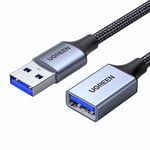 Ugreen USB-A (hann) til USB-A (hun) 3.0 forlengelseskabel, 5 Gbps, 1 m - Grå