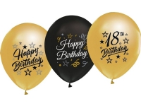 GoDan Ballonger Nummer 18 Födelsedag Grattis på födelsedagen, Beauty&amp Charm, 30 cm, 5 st.