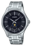Casio Analog Moon Phase Stainless Steel Black Dial MTP-M100D-1A 50M Mens Watch