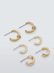 John Lewis Multi Mini Half Hoop Earrings, Set of 3, Gold