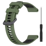 Garmin EPIX gen2 / Fenix 7 - Silikone urrem 22 mm - Længde 126mm+91mm - Militærgrøn/sort