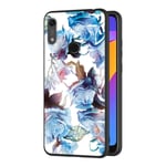 ZhuoFan Samsung Galaxy A40 Case, Phone Case Silicone Black with 3d Embossed Relief Pattern Ultra Slim Shockproof Soft Gel TPU Back Cover Bumper Skin for Samsung GalaxyA40 Smartphone, Flowers Blue
