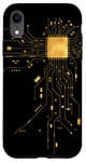 Coque pour iPhone XR CPU Cœur Processeur Circuit imprimé IA Doré Geek Gamer Heart