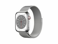 Apple Watch Series 8 45mm GPS + Cellular Stainless Steel Case with Silver Milanese Loop