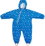 LittleLife Children's Waterproof All-In-One Outdoor Puddle Rain Suit For Walking And Use in Baby Child Carrier, Blue Raindrops, 6-12 Months, L18000