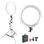 Neewer Upgraded 18-inch Ring Light Silver Metal Lighting Kit: 42W 3200-5600K Ring Light with Silver Aluminium Alloy Shell and Silver Stainless Steel Light Stand for Salon Selfie Make-up Video Shooting