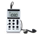 Qazwsxedc For you Portable AM/FM Two Bands Rechargeable Stereo Radio Mini Receiver with & LCD Screen & Earphone Jack & Lanyard (Black) XY (Color : White)