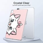 Pnakqil iPad pro 12.9 2020 Case Clear Silicone Gel TPU with Pattern Cute Transparent Rubber Shockproof Soft Ultra Thin Protective Back Case Skin Cover for Apple iPad pro 12.9 2020, Pink Cat 2
