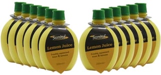 Sunita - Lemon Juice, Natural & Pure, Versatile for Cooking & Beverages, Rich in Vitamin C, 12 Bottles x 200ml