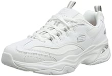 Skechers Femme D'lites 4.0 Fresh Diva Sneaker, White Leather Mesh Gray Trim, 38.5 EU
