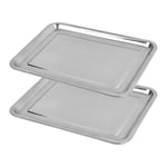 TPEMRPL Baking Tray Set of 2, Stainless Steel Baking Pans Mirror Finish, Rust Free Toaster Oven Tray Sheet Pan for Baking Cookies, Pastries, Oven Baking, Healthy Non Toxic, Easy Clean, Dishwasher Safe