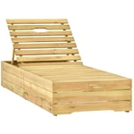 Transat chaise longue bain de soleil lit de jardin terrasse meuble d'extérieur bois de pin imprégné de vert - Bois
