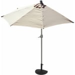 Demi-parasol aluminium Parla pour balcon ou terrasse, ip 50+, 300cm crème avec pied - beige