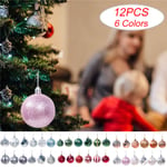 Christmas Lovely Tree Hanging Balls Ornaments Home Decoration Mu Pink 12 Pcs