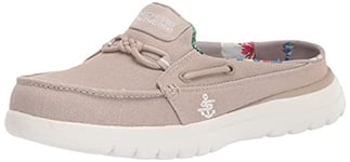 Skechers Womens On-The-go Flex Canvas Mule Boat Shoe, Taupe, 8 US