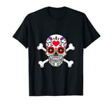 Jolly Roger Pirate Crossbone Sugar Skull, Day of the Dead T-Shirt