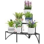 3-vånings växtställ, blomsterställ för inomhusbruk utomhus, växthylla i metall, blomsterhylla i flera våningar, 60 cm hög blomtr