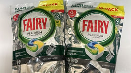 2 x Fairy Platinum All In One Lemon Dishwasher Tablets, 2x 51 Tablets