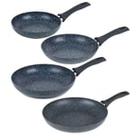 Russell Hobbs COMBO-8165A Frying Pan 4-Piece Set, NightFall Stone Collection, Non-Stick Dual Layer, Pressed Aluminium, Induction Hob Suitable, Healthy Cooking with Less Oil, Blue Marble, 20/24/28/30cm
