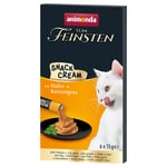 Animonda Vom Feinsten Adult Snack-Cream - Ekonomipack: 24 x 15 g med kyckling + kattgräs