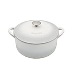 Denby - Natural Canvas White Cast Iron Casserole Dish - Dutch Oven, Oven Safe Pot, Enamelled - 26cm, 5.4L Capacity - Round