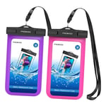 MoKo Waterproof Phone Pouch [2 Pack], Underwater Waterproof Cellphone Case Dry Bag with Lanyard Compatible with iPhone 13/12/11 Pro Max/Mini, Xs Max Xr, SE 3/2, Galaxy S22/S21/20 Plus Ultra,HUAWEI P50
