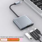 8K 60Hz DP 3 i 1 Hub Adapter USB C till Displayport