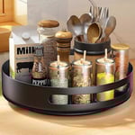 Lazy Susan Snurrbricka, Sayzh Snurrbricka Organiser, Kryddställ Roterande För Kökspentry Skåp Bänkskiva, Metallstål, 25 cm, Svart