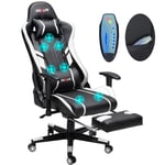 GC-RC03 Gaming Stol Massage Ergonomisk hög rygg Design Lumbar Relax Ny anpassad PU Massage Dator Kontorsstolar, Färg: Svart + Vit