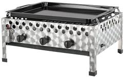 tepro Barbecue à gaz rôtissoire à saucisse avec poêle à griller, 3 brûleurs en acier inoxydable d'environ 4 kW chacun, surface de cuisson : environ 56,5 x 46,5 cm, dimensions : environ 60 x 54,5 x
