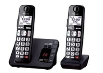 Panasonic KX-TGE822EB Digital Cordless Phone About 40 minutes Answering Machine with Nuisance Call Block and Dedicated Key, Amplified Sound Double