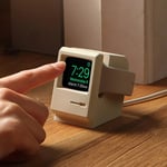 För Apple Watch 7 6 5 4 iWatch 3 2 1 Silikonstativ Laddningsdockhållare Retro Datormönster Nattduksbord Keeper Bracket Base white