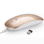 HXSJ M90 2.4GHz Ultrathin Mute Rechargeable Dual Mode Wireless Bluetooth Notebook PC Mouse (Gold)
