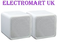 SURROUND SOUND WALL CEILING BOOK SHELF CUBE SPEAKERS WHITE