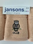 Pack of 3 Ollie Owl Kitchen Hand Tea Towel Beige 100% Cotton 40cm x 70cm