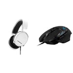 SteelSeries Arctis 3, All-Platform Gaming Headset, White & Logitech G502 HERO High Performance Wired Gaming Mouse, HERO 16K Sensor, 16,000 DPI, RGB, Adjustable Weights - Black