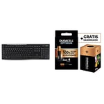 Logitech K270 Wireless Keyboard, QWERTZ German Layout - Black + Duracell NEW Optimum AAA Alkaline Batteries [Pack of 4], 1.5 V LR03 MX2400