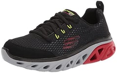 Skechers Glide-Step Sport Wave Heat Sneaker, Black & Gray Textile/Red & Lime Trim, 11.5 UK Child