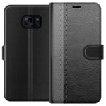 Samsung Galaxy S7 Svart Plånboksfodral Grått Fake Läder