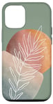 iPhone 14 Pro Tropical Leaf Line Art Floral Aesthetic Pattern Sage Green Case