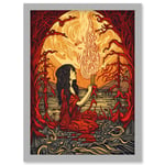 Red Witch Concept Art Fire Priestess Art Nouveau Artwork Framed Wall Art Print A4