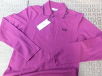 New Hugo Boss Baby Child Children Boys Pink Long Sleeve Cotton Polo Suit T-Shirt