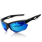 BONDDI Lunette de Soleil Sport Polarisée, Lunettes de Cyclisme Homme Femme pour Cyclisme, Conduite, Golf, Ski, Pêche et Course à Pied avec Protection UV400 et Monture TR90 Incassable