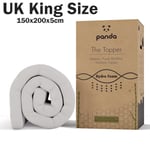 Panda Memory Foam Bamboo Mattress Topper Hydro Foam UK King Bed Size 150x200cm