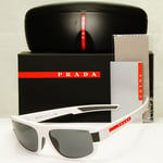 Prada White Black Sunglasses Mens Rectangle Red Stripe SPS 03W F PS03WFS TWK-06F