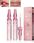 Pakivs 2Pcs Moisturizing Plumping Tinted Toot Lip Glow Oil with Gift Set,Rose-Fl