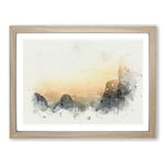 Ha Long Bay In Vietnam In Abstract Modern Art Framed Wall Art Print, Ready to Hang Picture for Living Room Bedroom Home Office Décor, Oak A4 (34 x 25 cm)
