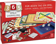 ASS Altenburger 22501345 Collection de jeux avec 365 possibilités de jeu – avec ceux qui ont le bonnet de 6 chaises, Dame, échelle échelle de circuit imprimée, jeu de rôle, gammon, cube cubique, cartes de jeu, yatzyceux, os et bien d'autres Rouge