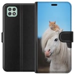 Samsung Galaxy A22 5G Musta Lompakkokotelo Katt och Häst