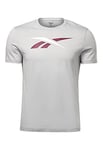 Reebok Men's Training Essentials Vector Logo T Shirt, Pure Grey 3/Classic Burgundy, L UK